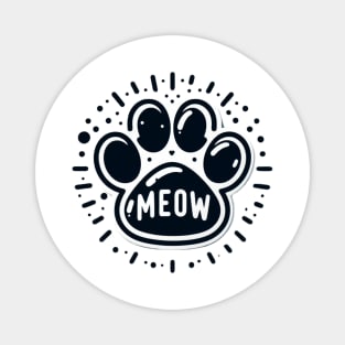 Cat Paw With Meow Text Magnet
